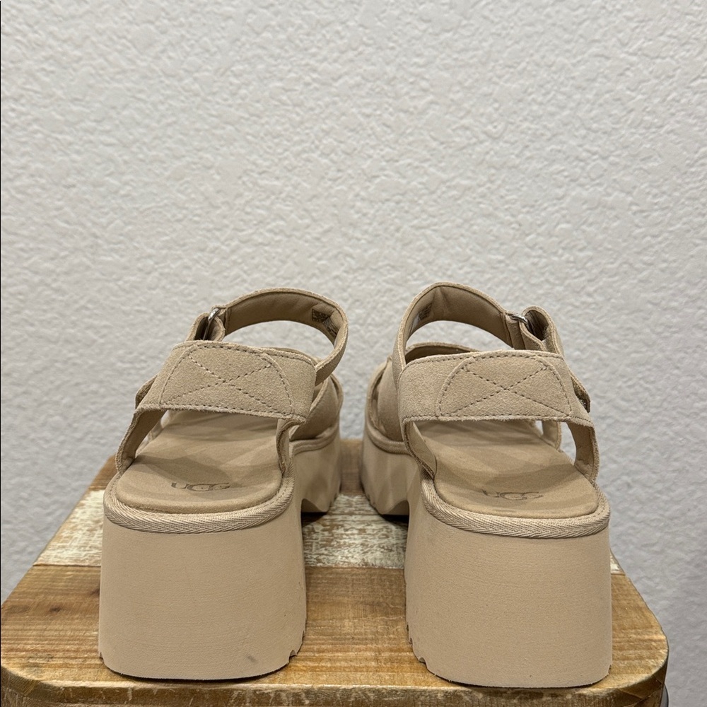 UGG New Heights Platform Suede Sandal Neutral Size 11 NEW - Picture 6 of 8
